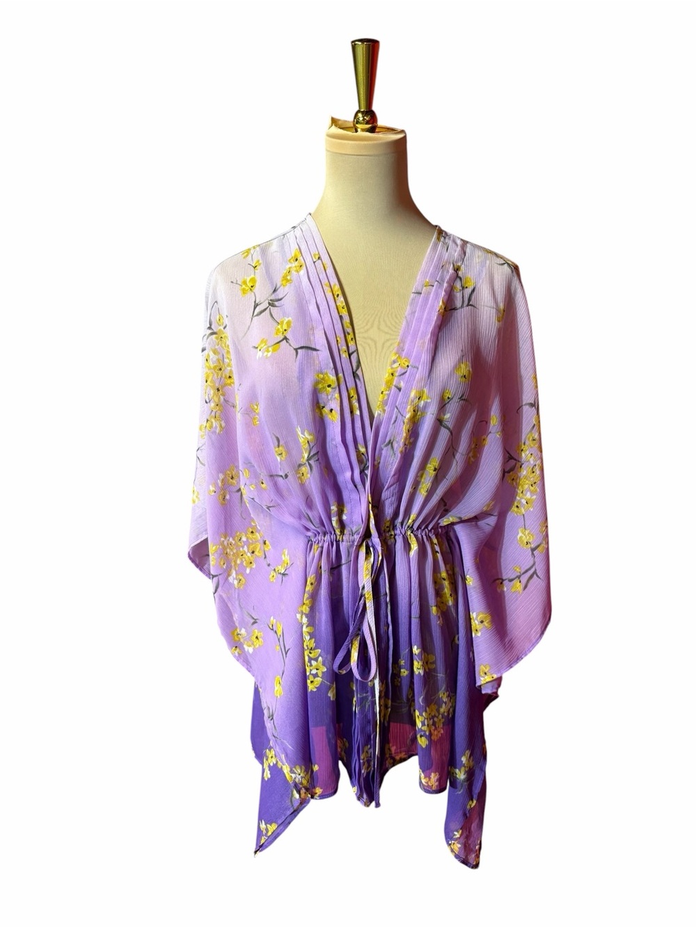 Apt. 9 Lavender Floral Drawstring Kimono Top